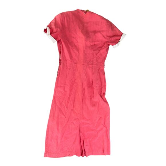 Kerry Brooke- See Measurements- dark salmon pink- floral collar- fair condition - Picture 2 of 10